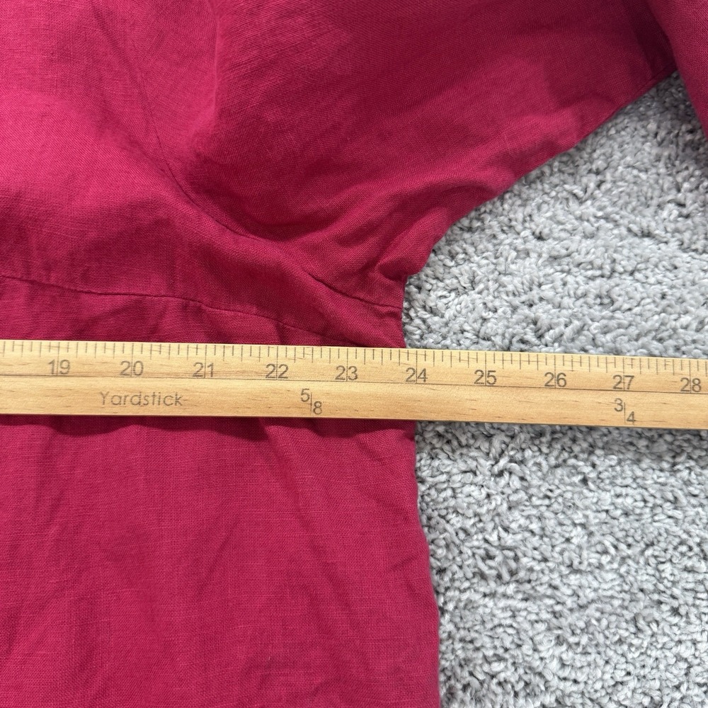 Flax 100% Linen Top Womens L Raspberry Lagenlook Boxy Lagom Coastal Oversized - Picture 4 of 14